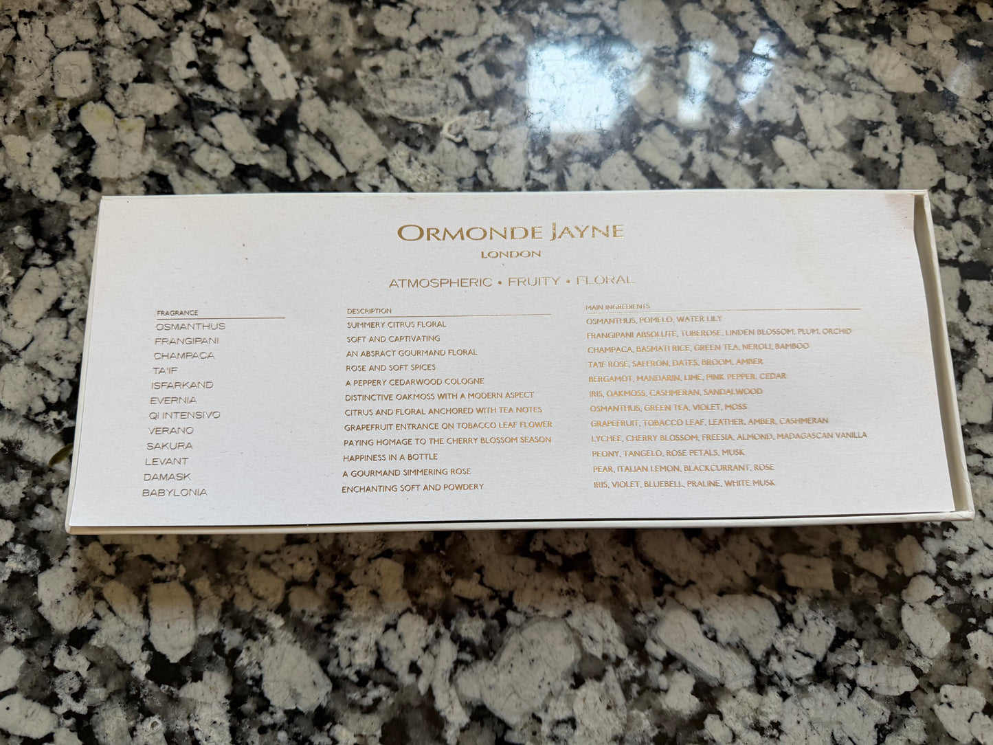 Ormonde Jayne Sample Set - Atmospheric, Fruity, Floral (PART USED)